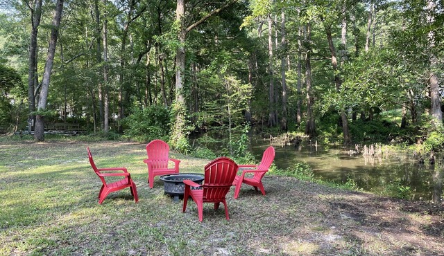 WATERFRONT.Cozy Cabin on the water- quiet tributary of Caddo Lake! Pet friendly!