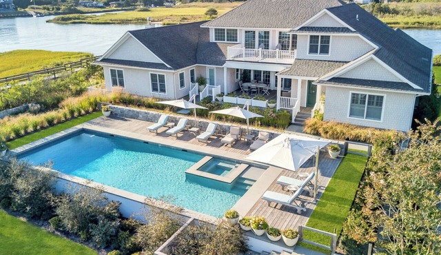 Waterfront Estate in Quogue with Private Dock, Pool & Resort-Style Grounds