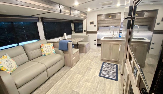 Waterfront glamping on the bay with fishing dock