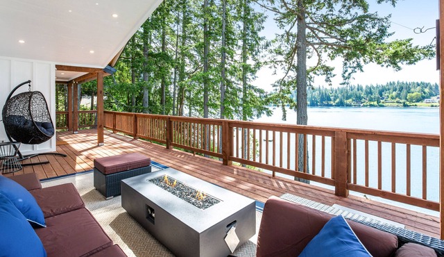 Waterfront home with hot tub, dock, private beach access, & 2 kayaks