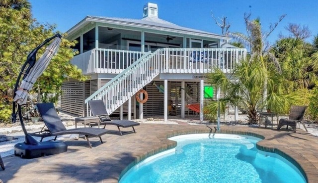 Waterfront Island Home with Heated Pool & Dock – Walk to Pristine Beach - Kayaks