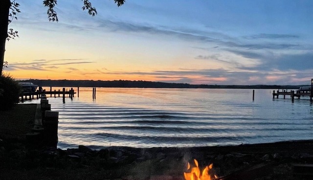 Waterfront Oasis w/Private Dock, Firepit, Arcade & Sunset Views