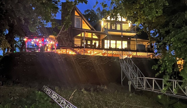 Waterfront oasis with gazebo and fire pit, crappie dock with swim deck and slide