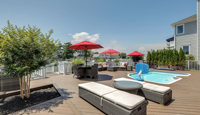 Waterfront Ocean City Escape w/ Large Deck, Pool!