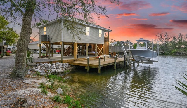 Waterfront on Bon Secour minutes from Gulf Shores Beach Scenic Watercolor Sunset