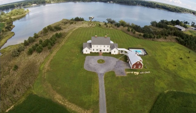 Waterfront Oyster Farmhouse Built 2018 with Pool/Fence and Dock-23 private acres