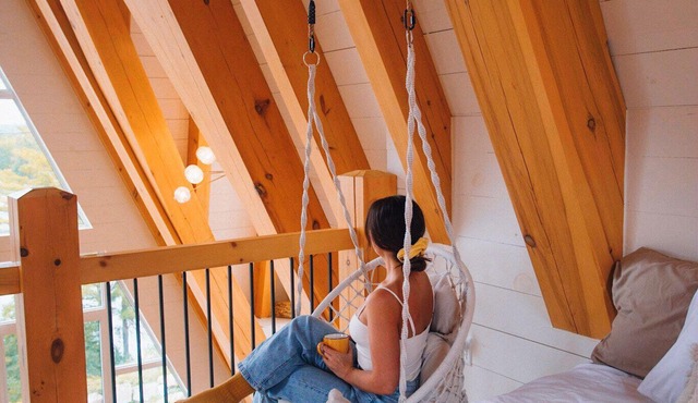 Waterfront Timber A-Frame Cabin on French River