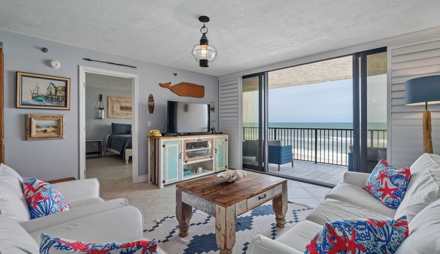 Welcome to this stylish 2BR/2BA condo in Chadham By the Sea on a peaceful no-drive beach. Enjoy sweeping ocean views from the open living, dining, and kitchen area, all designed to showcase the scenery, with a calming beach-themed interior.