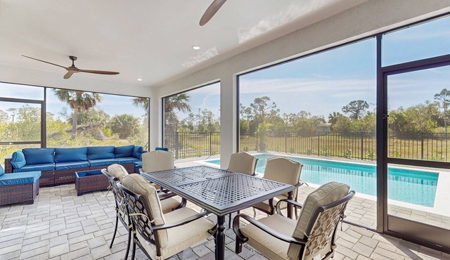 Well appointed new home with private pool, large yard, W/D & dog friendly