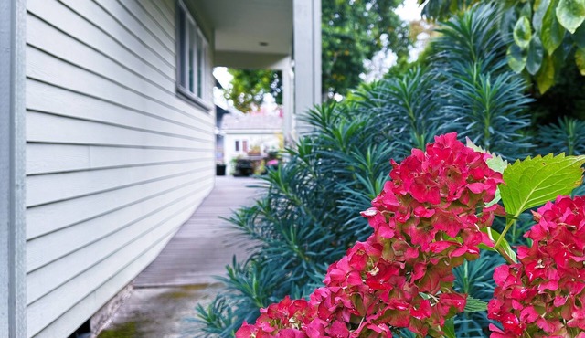 Well-furnished garden-view space. Near Mt Tabor & Hawthorne. Accessible design!