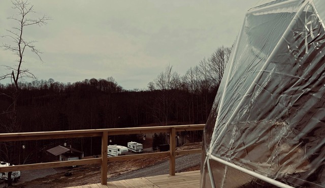 West by God Glamping dome at Black Owl Hollow Campground in Bluefield near HMT