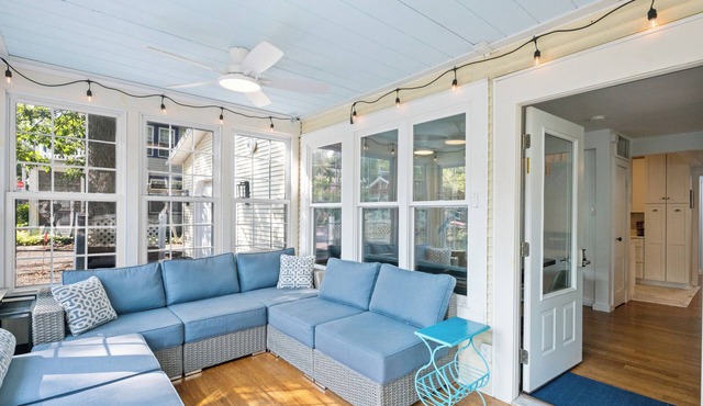 What a Lake View! Lakeside cottage inside gates. Golf cart & linens included.