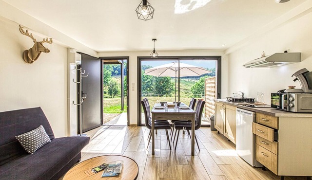 While swimming in the garden pool, watch the animals in the adjacent wildlife enclosure.