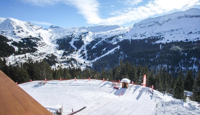 Wifi, 10m from ski slopes, view mountain, swimming pool, sauna, hammam, tv, ski locker, 18-24m²