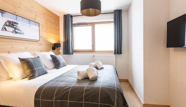 Wifi, 300m from ski slopes, swimming pool, sauna, hammam, terrace, balcony, parking, ski locker