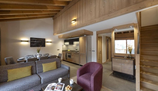 Wifi, resort center, fitness, swimming pool, sauna, hammam, balcony, parking, tv, ski locker, 75m²