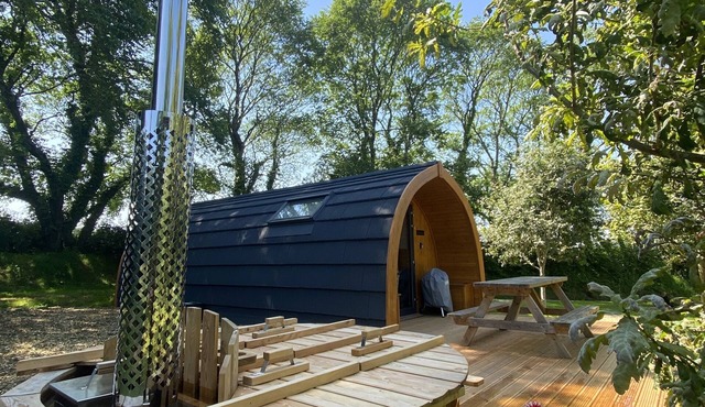 Wild Luxury Bluebell Glamping Pod with Wood Fired Hot Tub in quiet rural setting