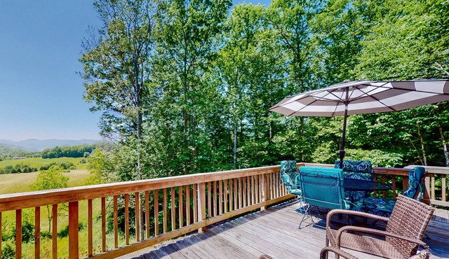 Wilderness retreat with a wood-burning fireplace, grill, & deck - mtn views