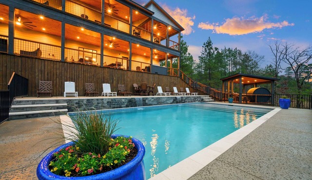Wildhorse Creek Lodge | Luxury Cabin w/Heated Pool, Sports Court, Sauna & ATV Access