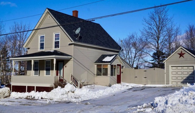 Winter Home Snowmobile from Driveway Walk Town