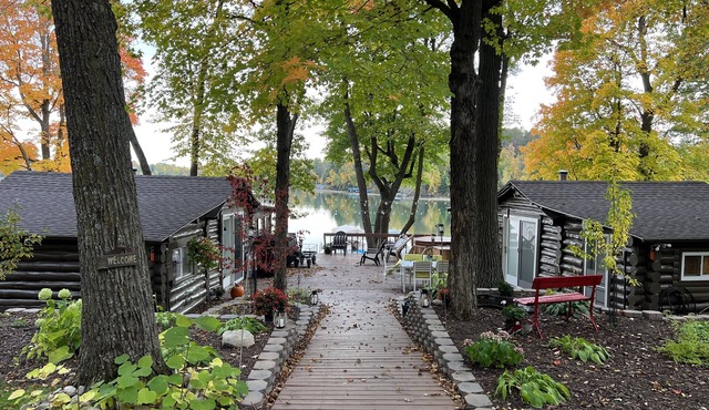 Woman Lake! 2 cabins, pontoon boat, big deck, outdoor kitchen, fire globe!