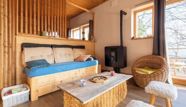 Wood and straw hut on stilts