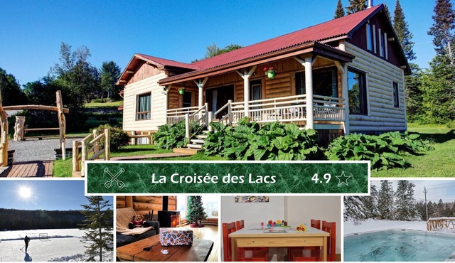 Wood log cottage with SPA, lake, paddleboard & kayaks