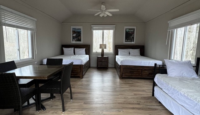 Wood View Cabins that sleep up to six people.