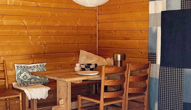 Wooden cabin among the pines near Sonnerup Forest