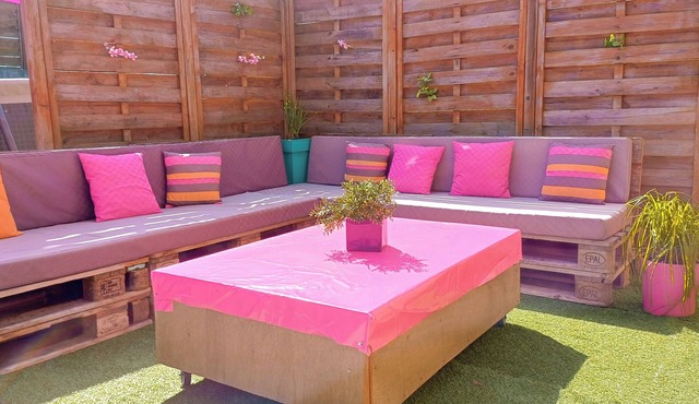 Wooden house between land and sea