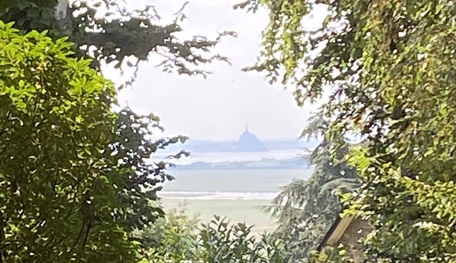Wooden house overlooking Mont Saint Michel