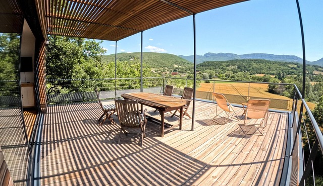 Wooden house with panoramic view