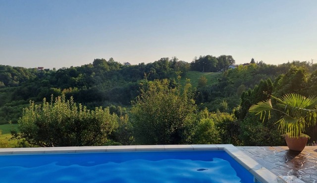 Wooden house with pool and views of Medvednica and vineyards