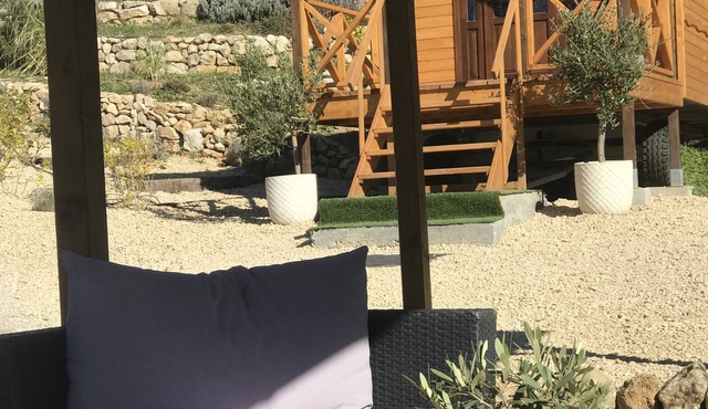 Wooden trailer on the river