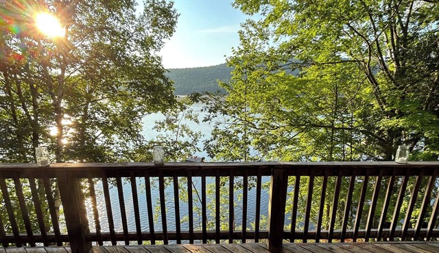Year-round Adirondack chalet style home with 92' of Schroon Lake frontage