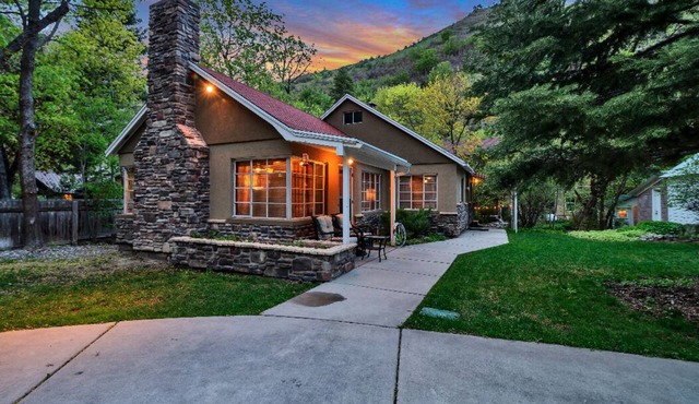 Your creekside cabin is nestled between mountains and a crisp babbling brook