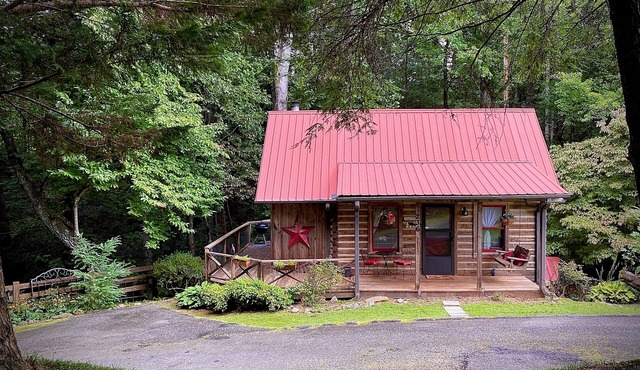 Your Mountain Escape! Authentic log cabin. Comfortable, modern w/a creek too!