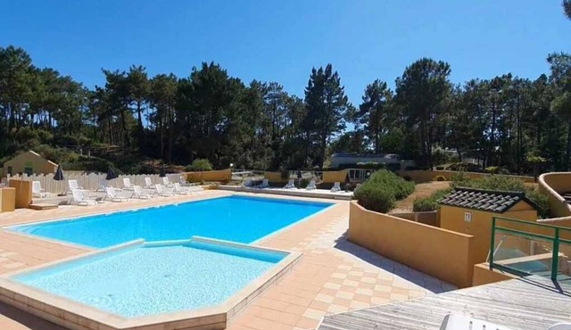 ZEcamping 4* animé piscine couverte 2km plage locatif TV 19m2 2 pers