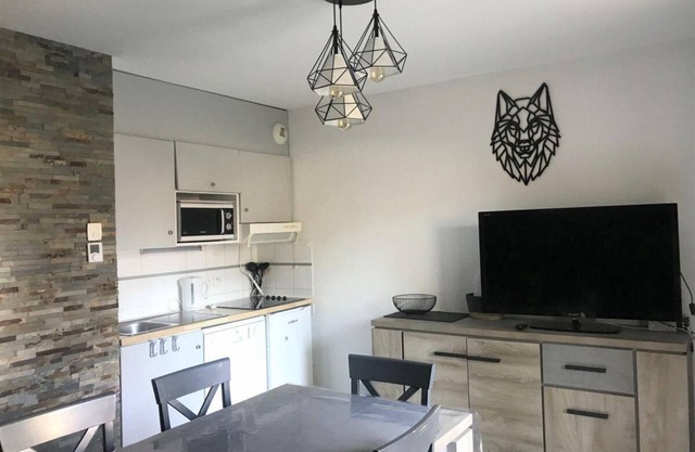 Chalet, 350m from ski slopes, fitness, terrace, balcony, parking, tv, ski locker, 43m²