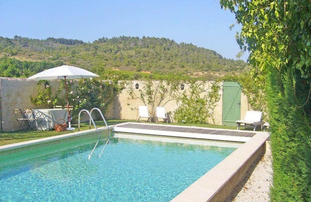 House with pool in the quiet village of Montouliers, 30 kms from the beaches