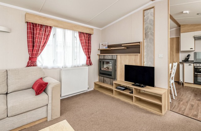 Modern and comfortable 2 bedroom caravan with one double and one twin.