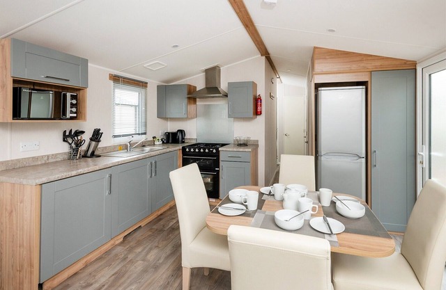 Modern and comfortable 2-bedroom caravan with one double and one twin.