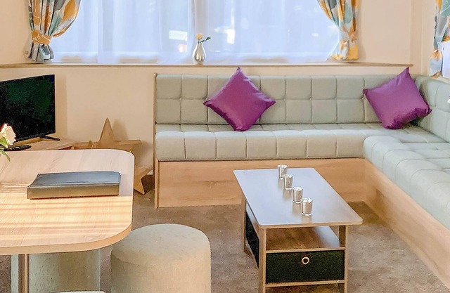 New for 2019. Contemporary caravan with one double and one twin.