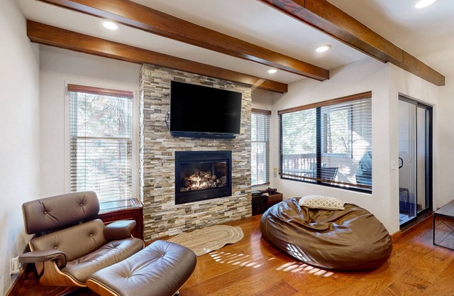 Sophisticated, dog-friendly condo in nature with fireplace - walk to village