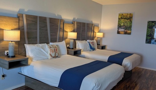 Double Room, 2 Queen Beds, Patio, Canal View
