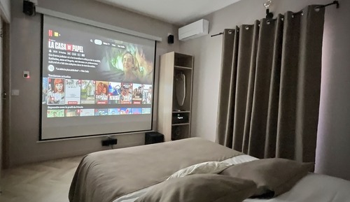 Apartment with cinema screen