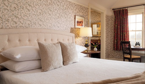 King Whirlpool Fireplace Room with Private Deck