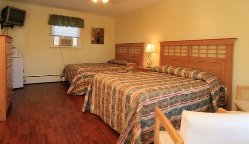 Basic Double Room, 2 Double Beds, Refrigerator & Microwave, Pool View