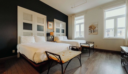 Standard Room, 2 Queen Beds, Refrigerator, City View (No Elevator Access)
