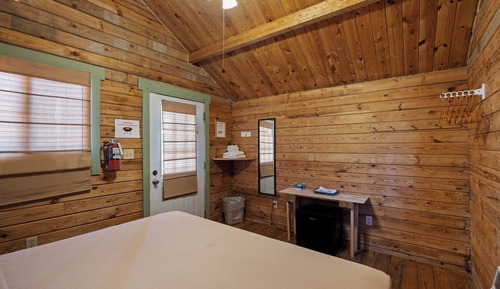 Basic Cabin, 1 King Bed, Shared Bathhouse